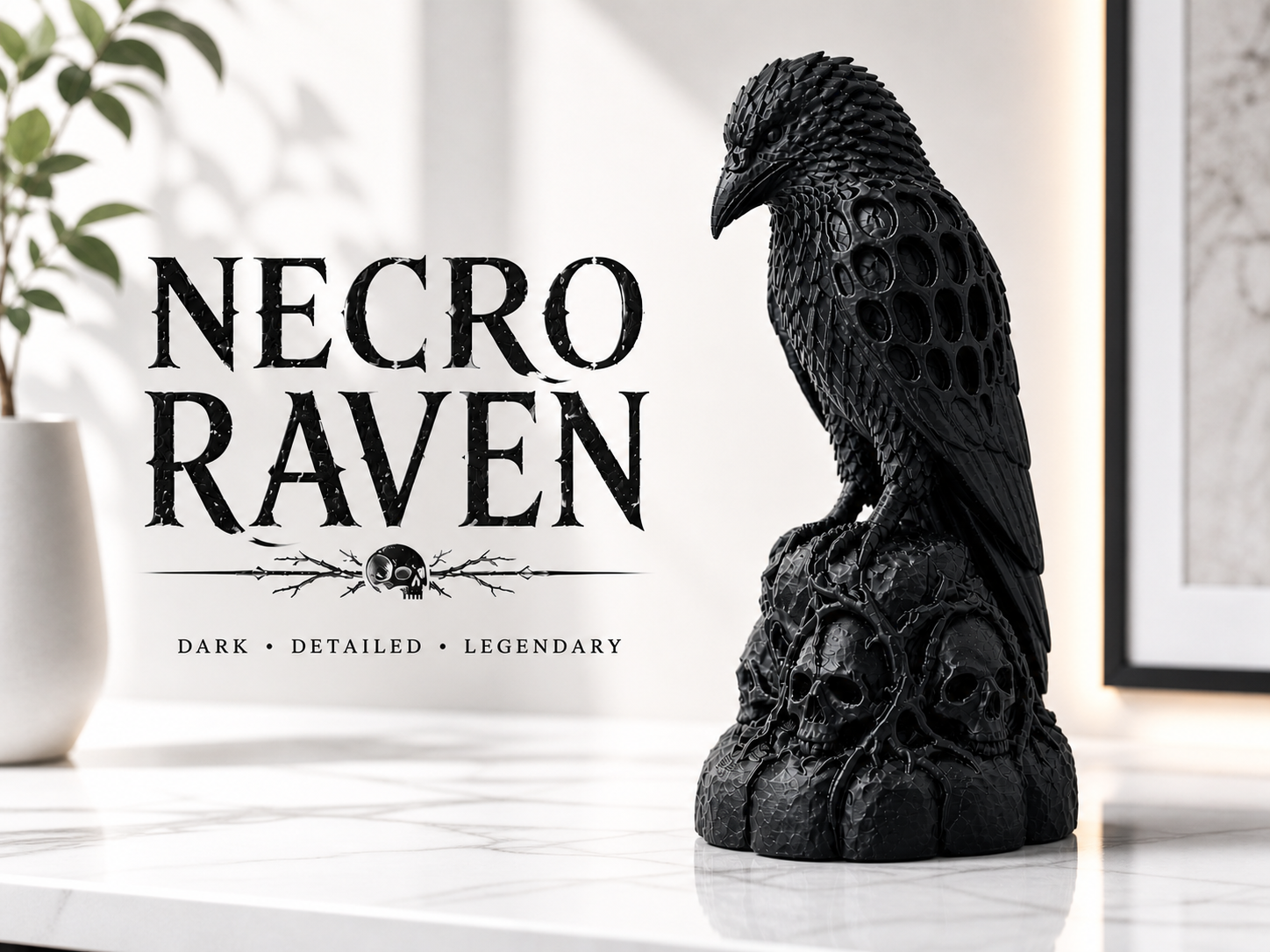 Necro Raven – Skull Perch (Easy Print)