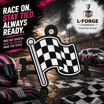 Accesorio para sujetar ligas de cabello: Racing Checkered Flag Hair Tie Holder Keychain — vista de referencia 3