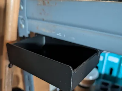Under desk drawer for garage shelves