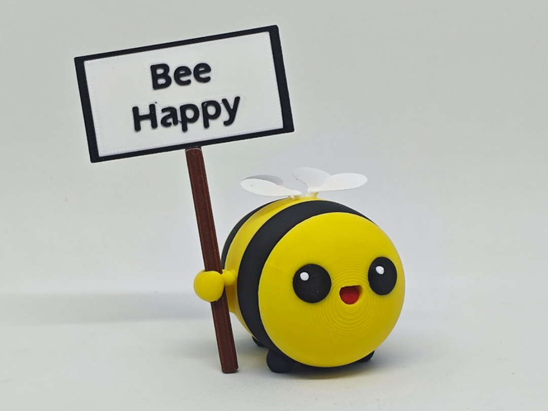 Cute Bee Holding Custom Sign  (No AMS, Easy Print)
