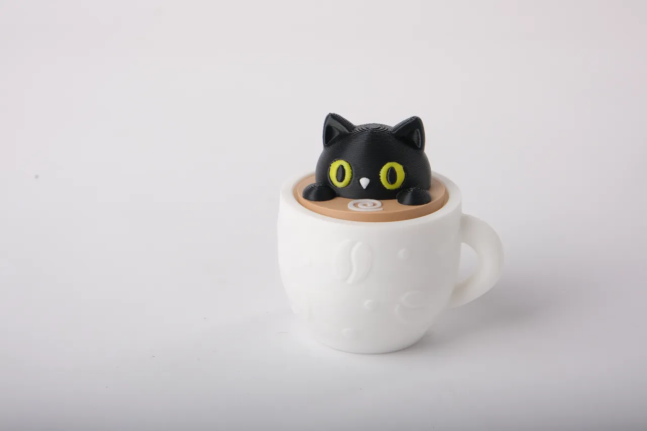Black Cat Cup Clicker - Kawaii Coffee Fidget Toy view 2