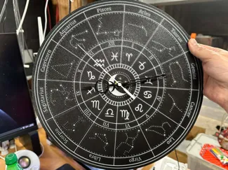 Custom Clock with Zodiac symbols & constellations