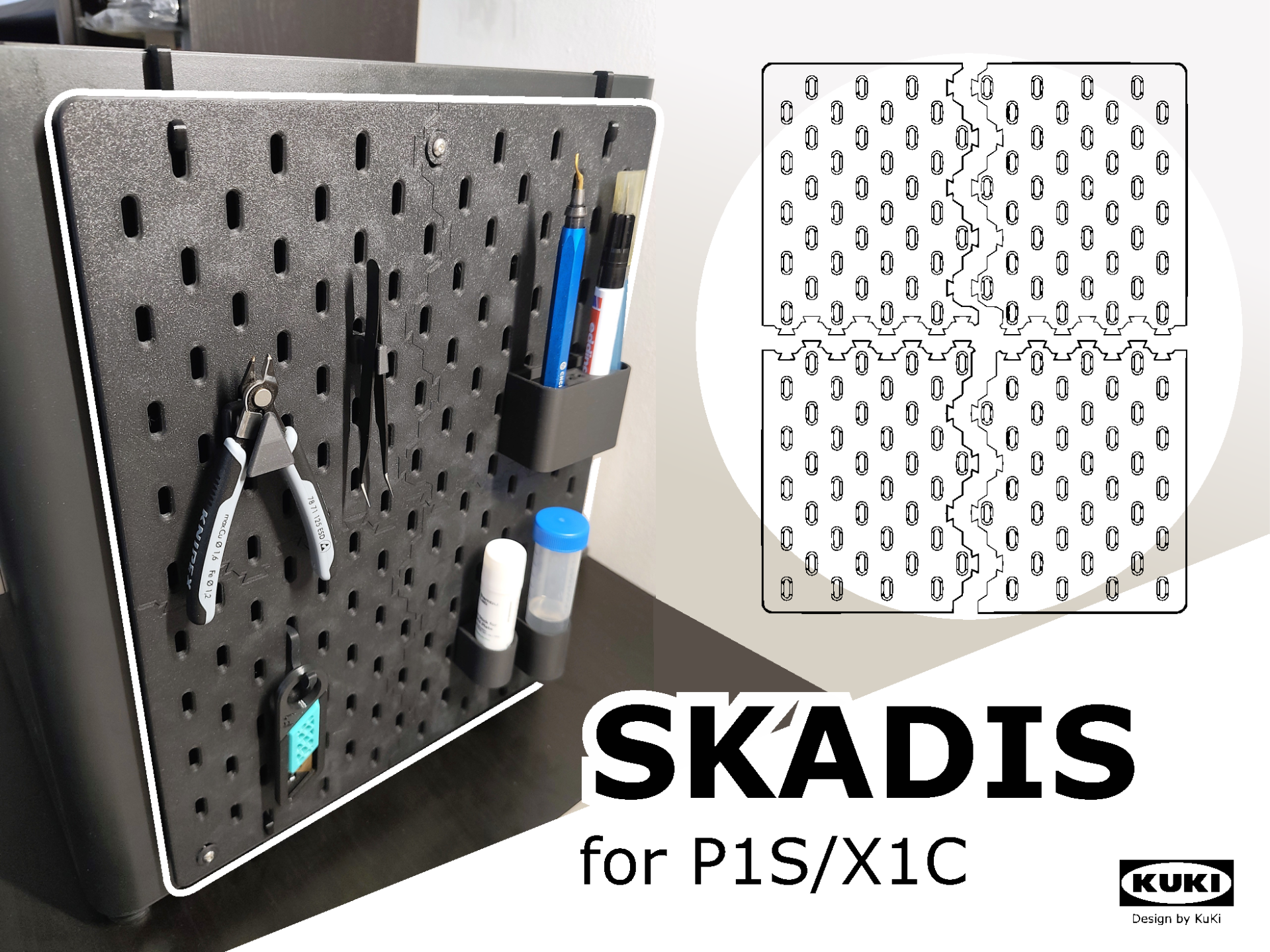 SKADIS for P1S / X1C side panel - custom sized