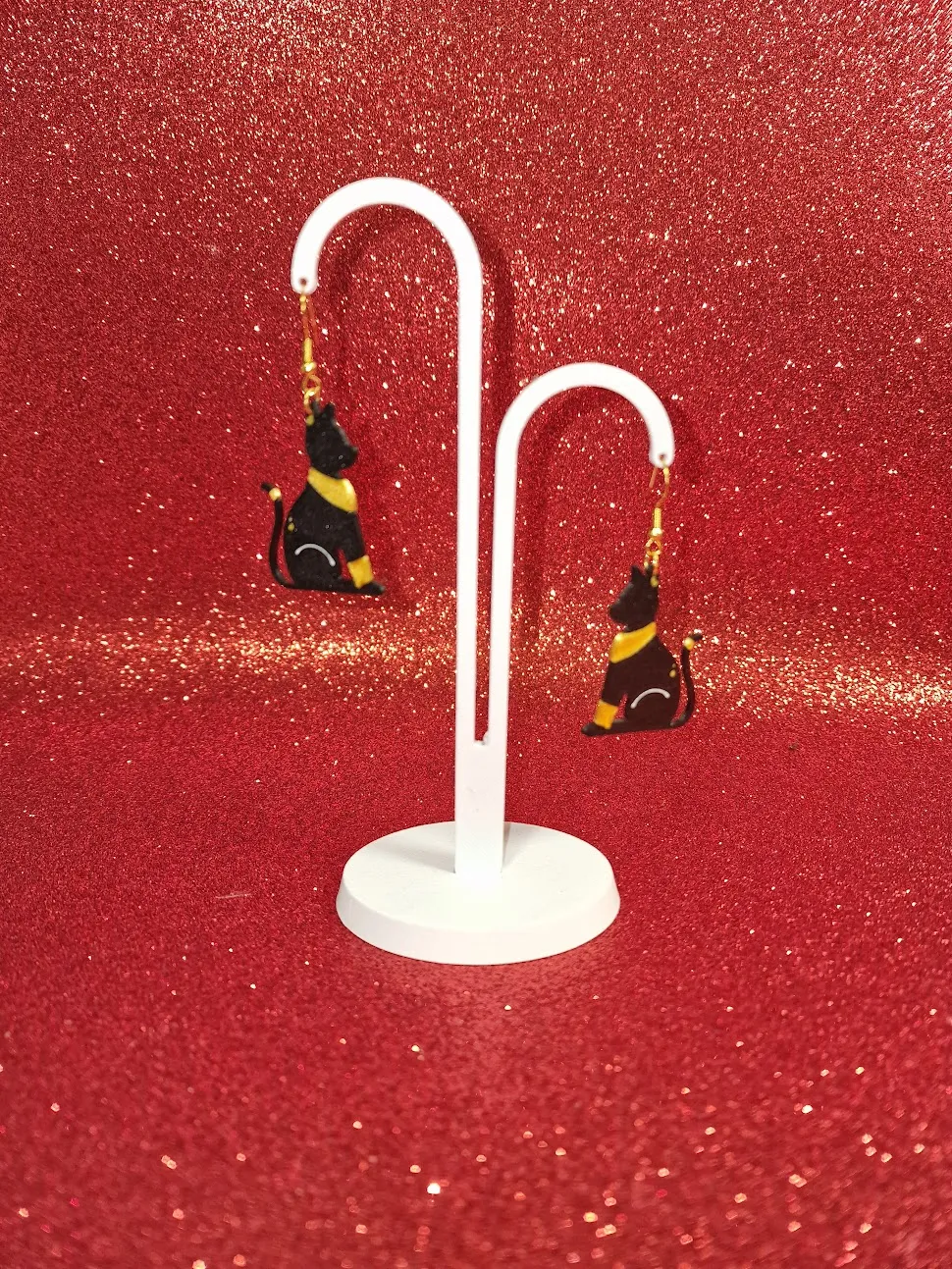 Fertility cat earrings view 3