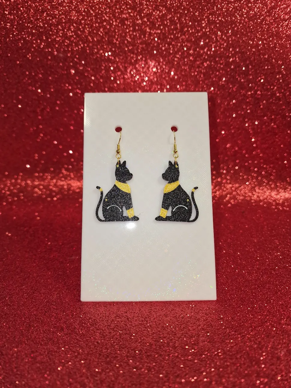 Fertility cat earrings view 2