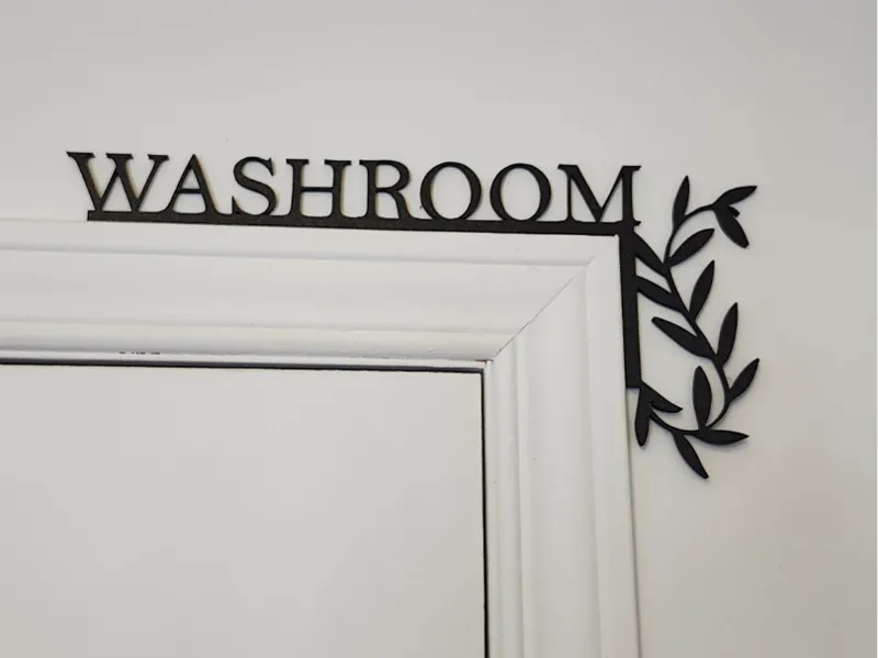 Washroom door corner sign for guest