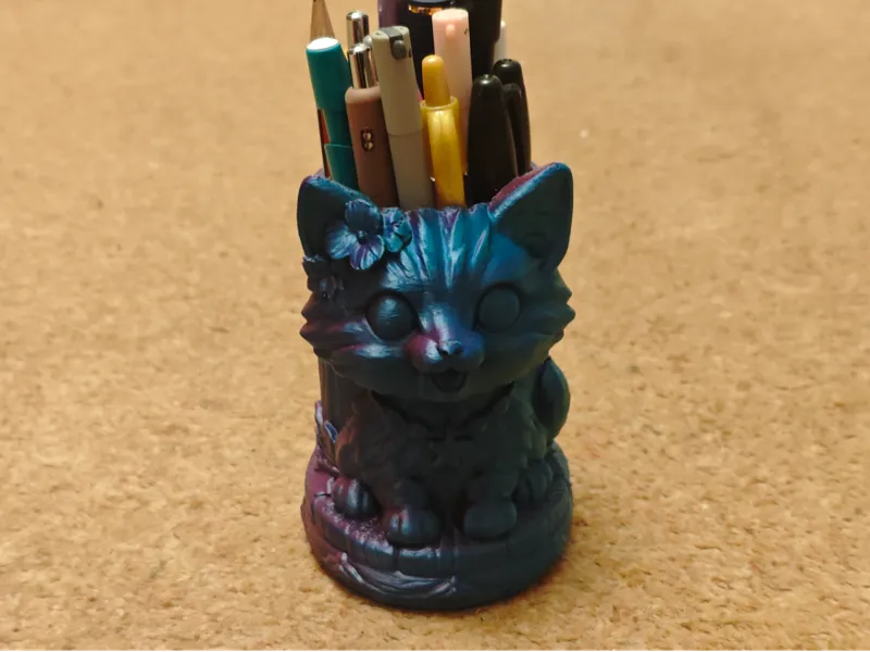 Cat Tiki Cup Slim Can Holder Pen Cup