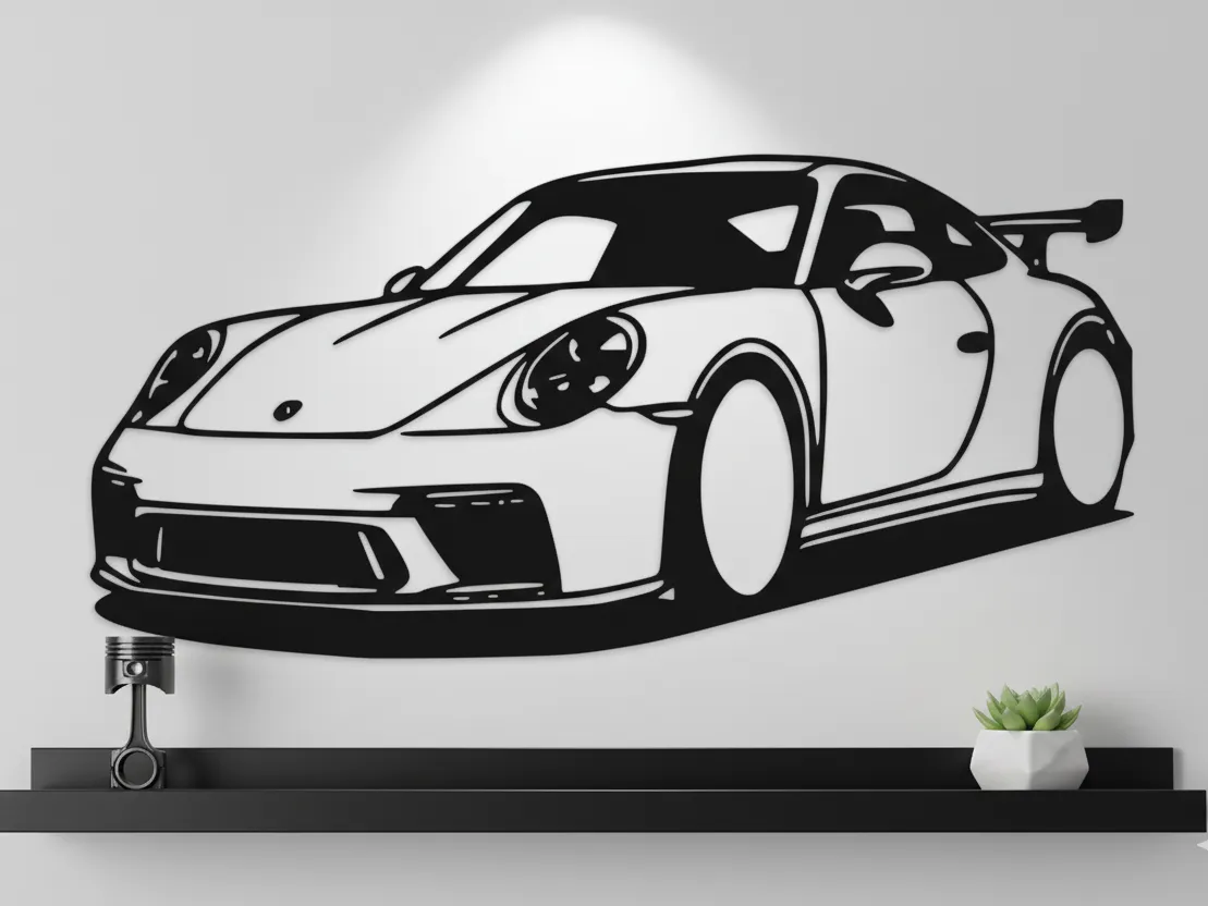 Porsche 911 GT3 Minimalist Wall Art - Free 3D Print Model - MakerWorld