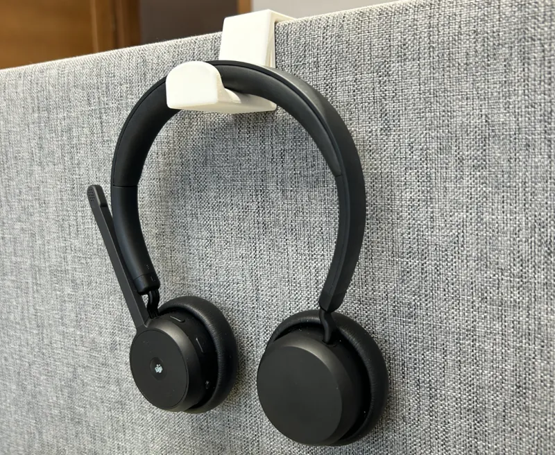 Headphone holder for office desktop wall panel