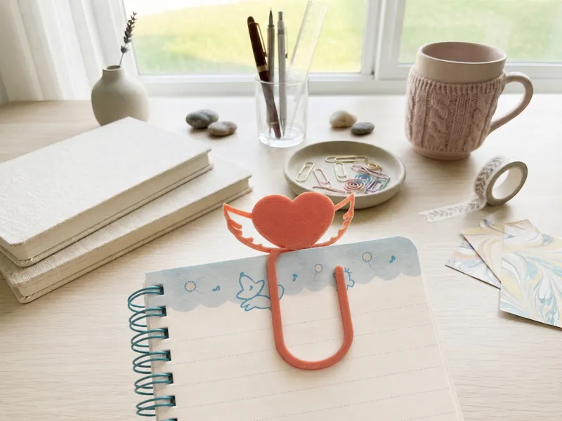 Angel Heart Bookmark Clip Winged Heart Paper Clip