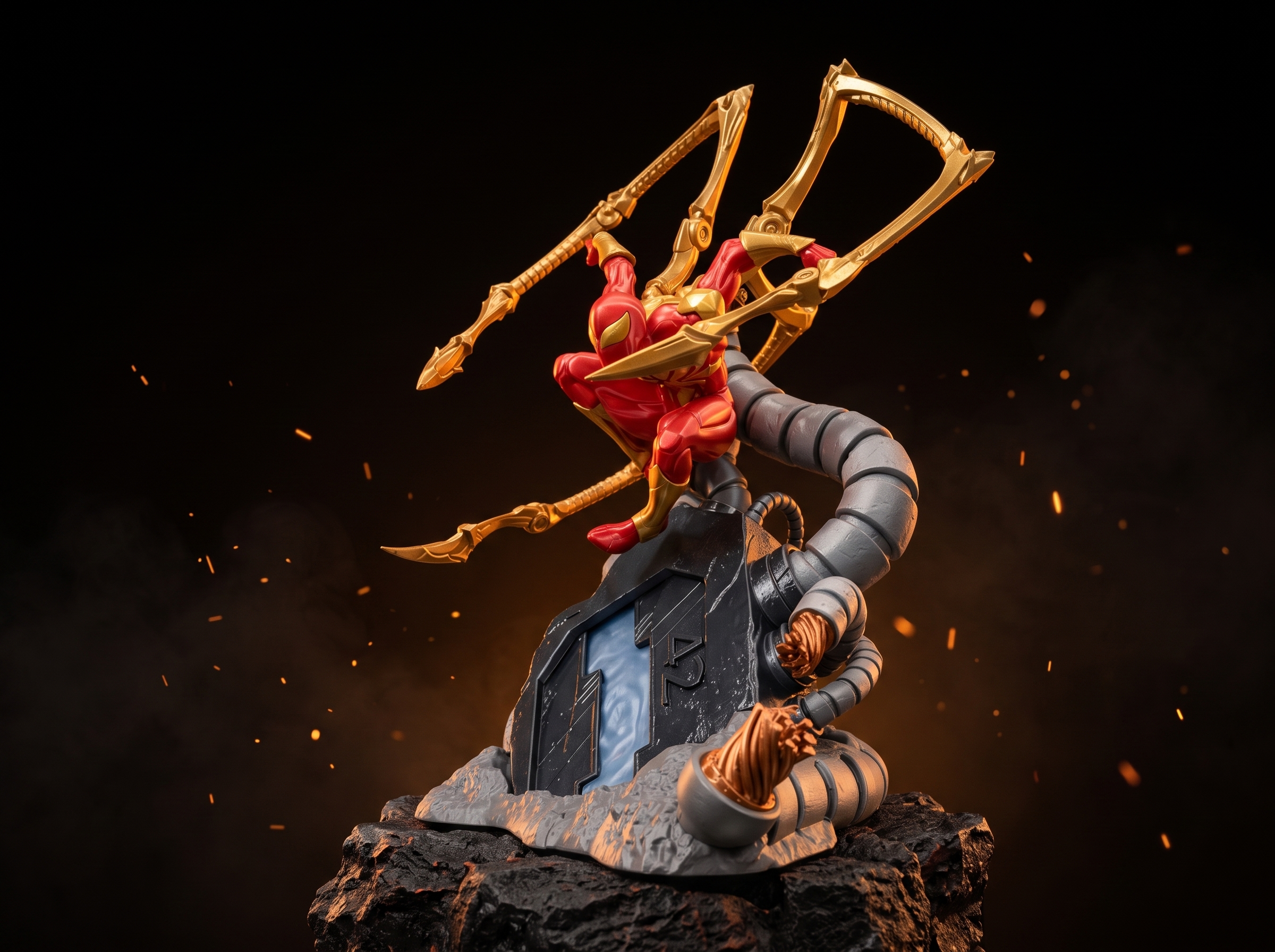 Accesorio para impresora 3D: 全分件+no AMS 钢铁蜘蛛侠（摆件不可活动），蓄力战斗姿态，iron spider man — vista de referencia 4