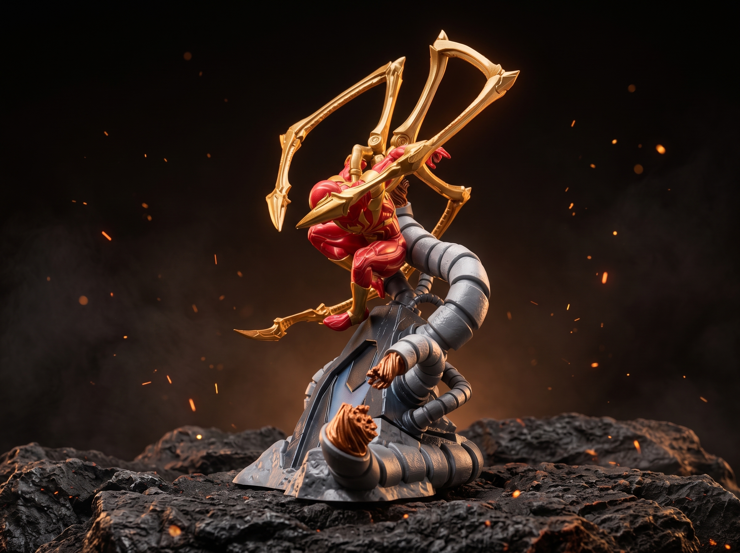 Accesorio para impresora 3D: 全分件+no AMS 钢铁蜘蛛侠（摆件不可活动），蓄力战斗姿态，iron spider man — vista de referencia 5