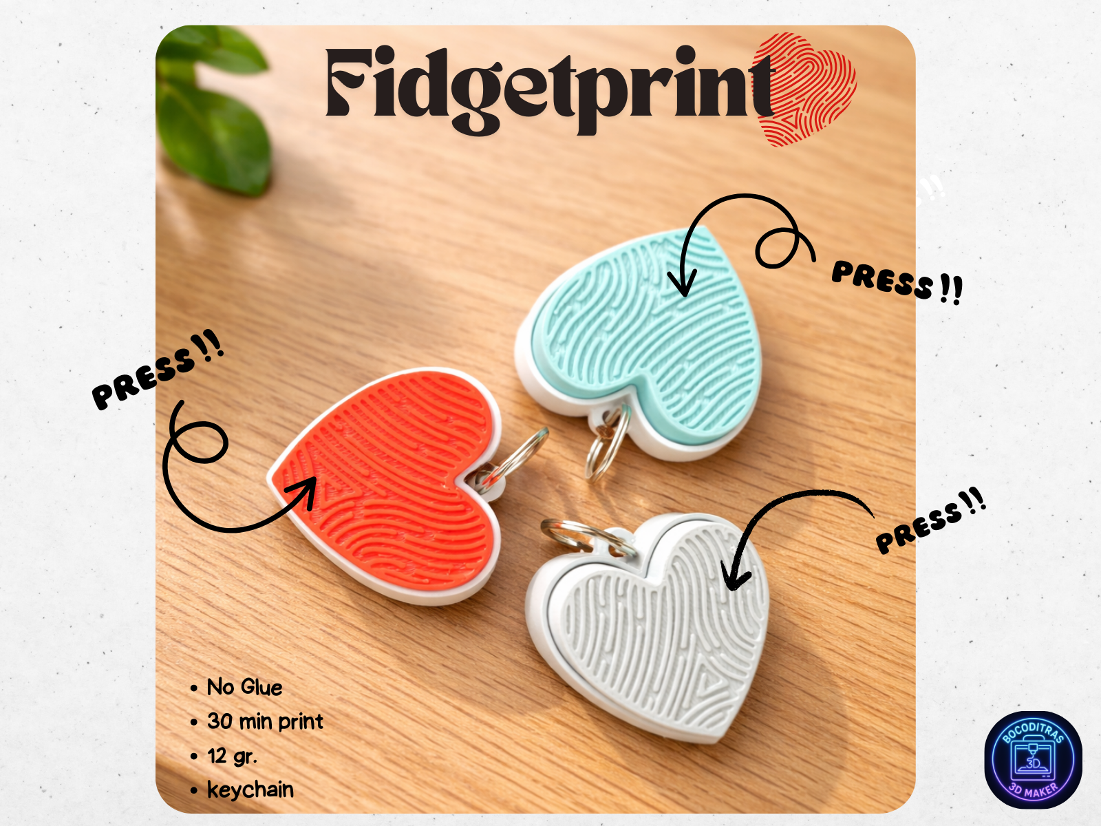Fidgetprint Heart with spring
