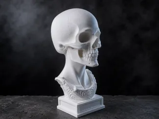 Anatomical Skull Bust with Ornamental Base