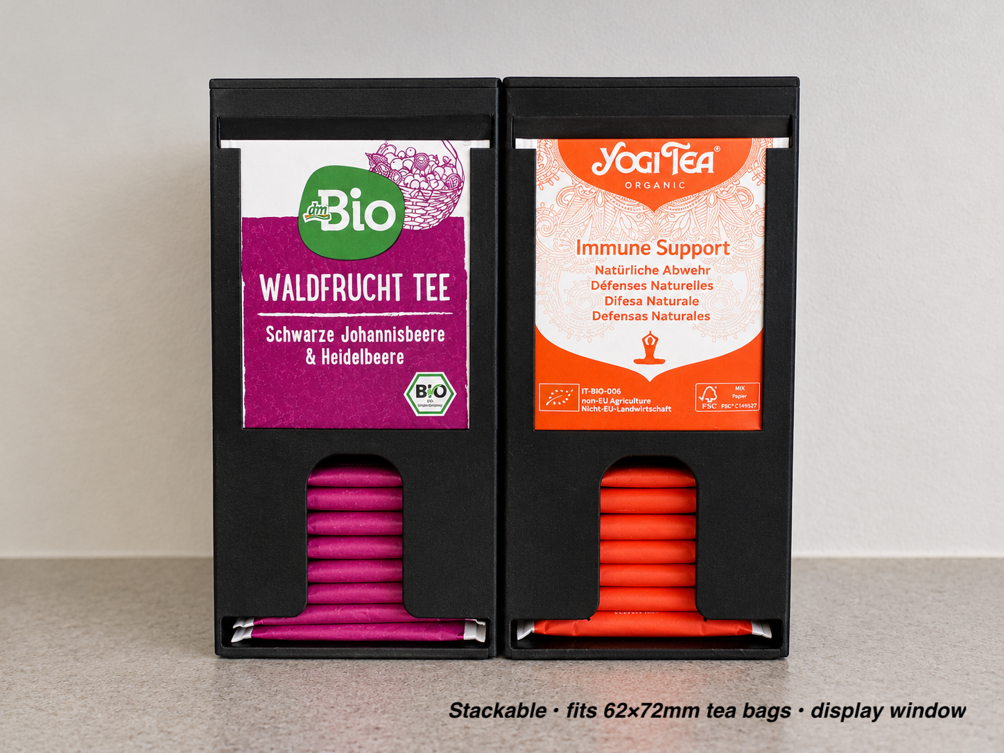 Tea Bag Dispenser – Stackable with Display Window - 1