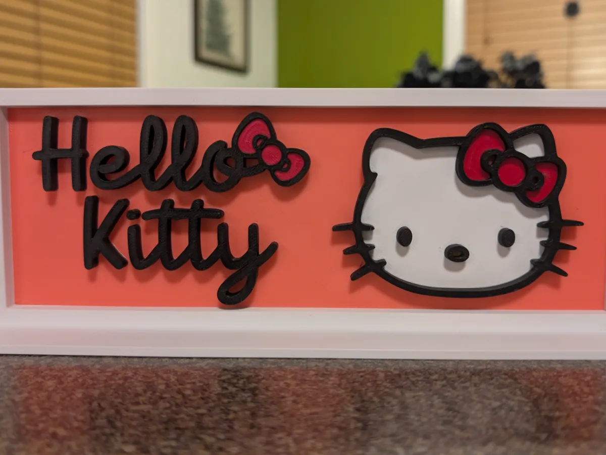 Hello Kitty Sign - Free 3D Print Model - MakerWorld
