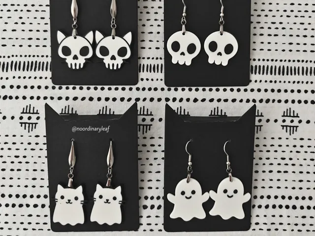 Halloween earrings - ghosts, cats and skulls