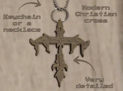 Modern Christian Cross Keychain/Necklace
