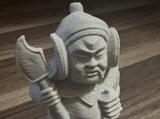 Vintage Buddhist Statue with Staff and Lantern