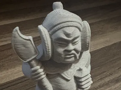 Vintage Buddhist Statue with Staff and Lantern