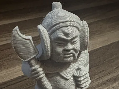 Vintage Buddhist Statue with Staff and Lantern
