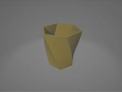 Modern Twisted Hex Planter & Pen Holder (No Sup)