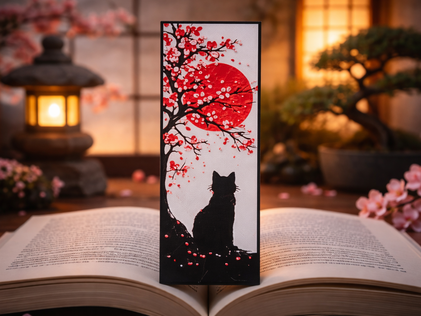 Valentine’s Gift: Sakura Moon Cat -  Bookmark