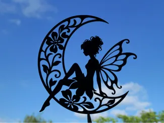 Moon Fairy 2D Wall Art Fantasy Floral Decor