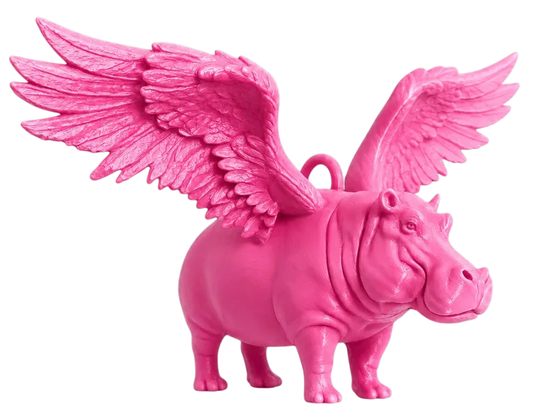 Hippo with wings keychain