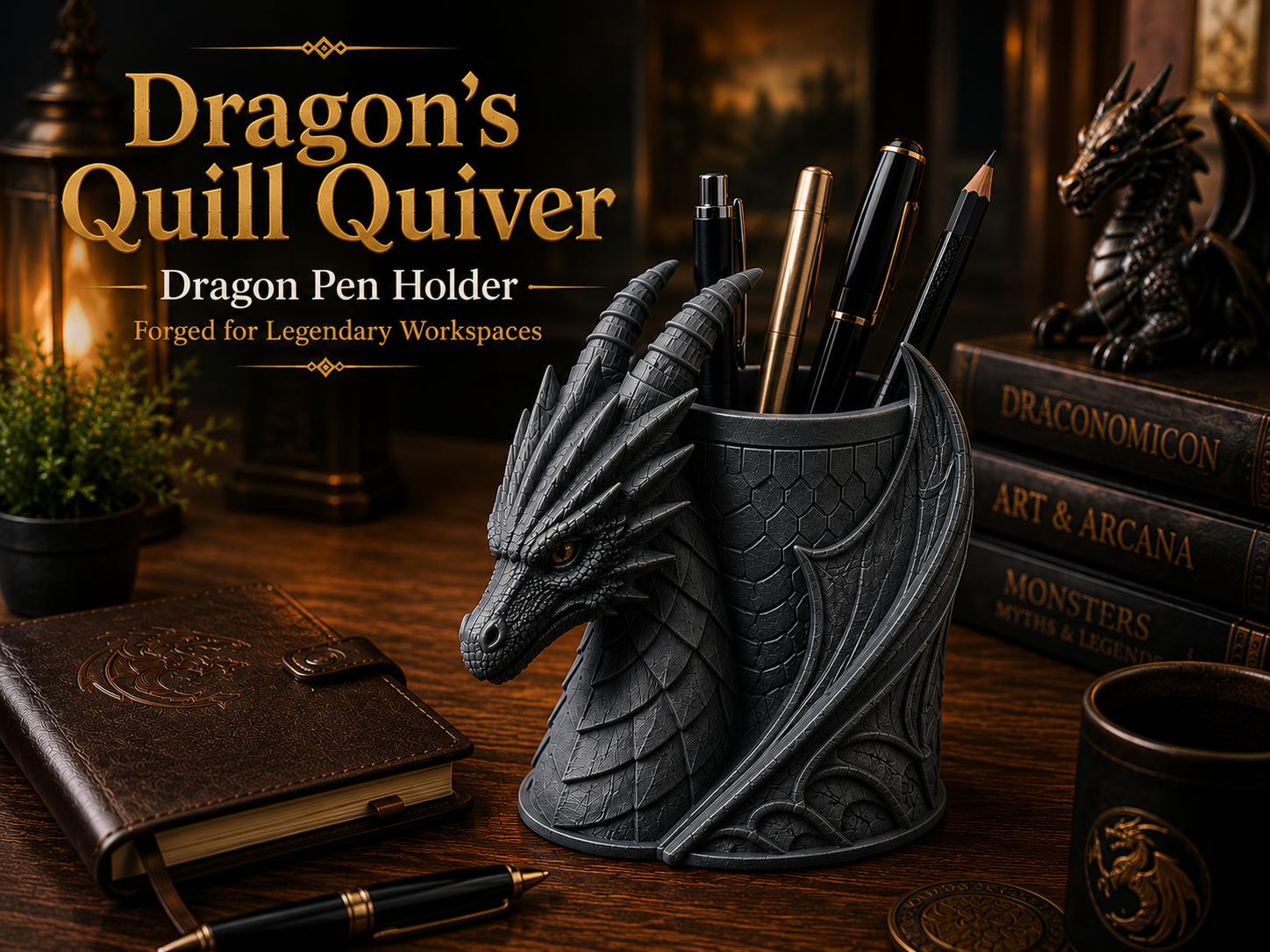Dragons Quill Quiver - Dragon Pen Holder