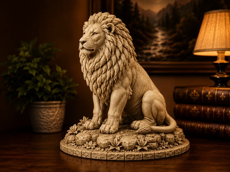 Realistic Lion on Rock Detailed Wildlife Figurine