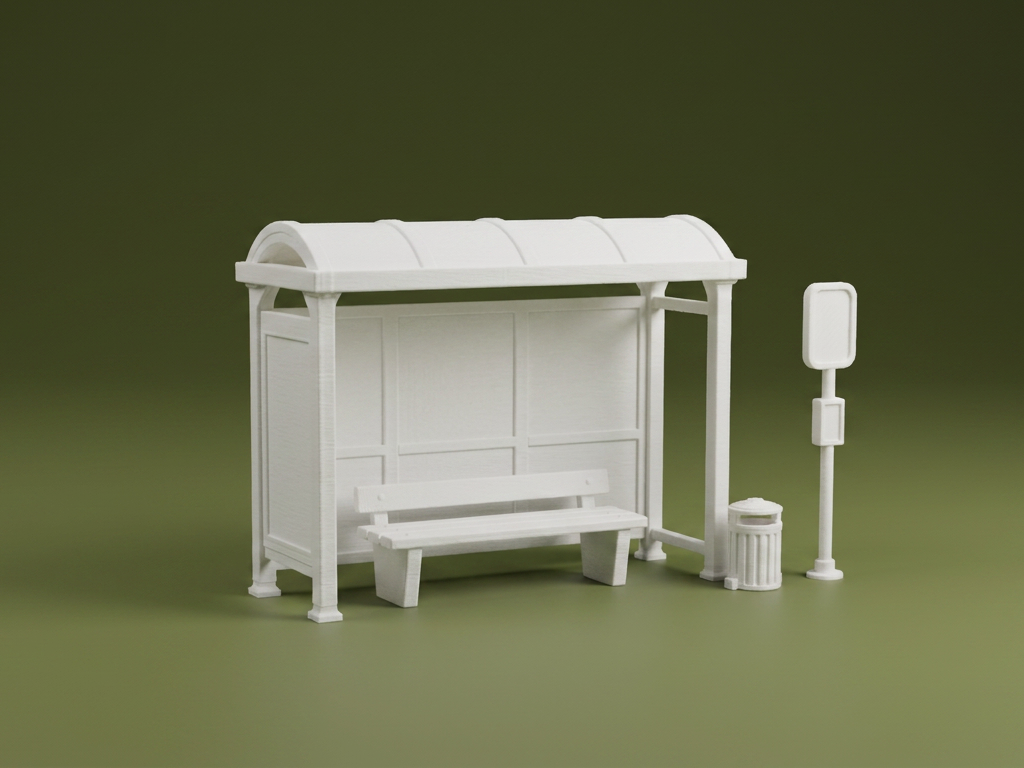 Bus Stop Shelter 3D Model – Bus Station Diorama