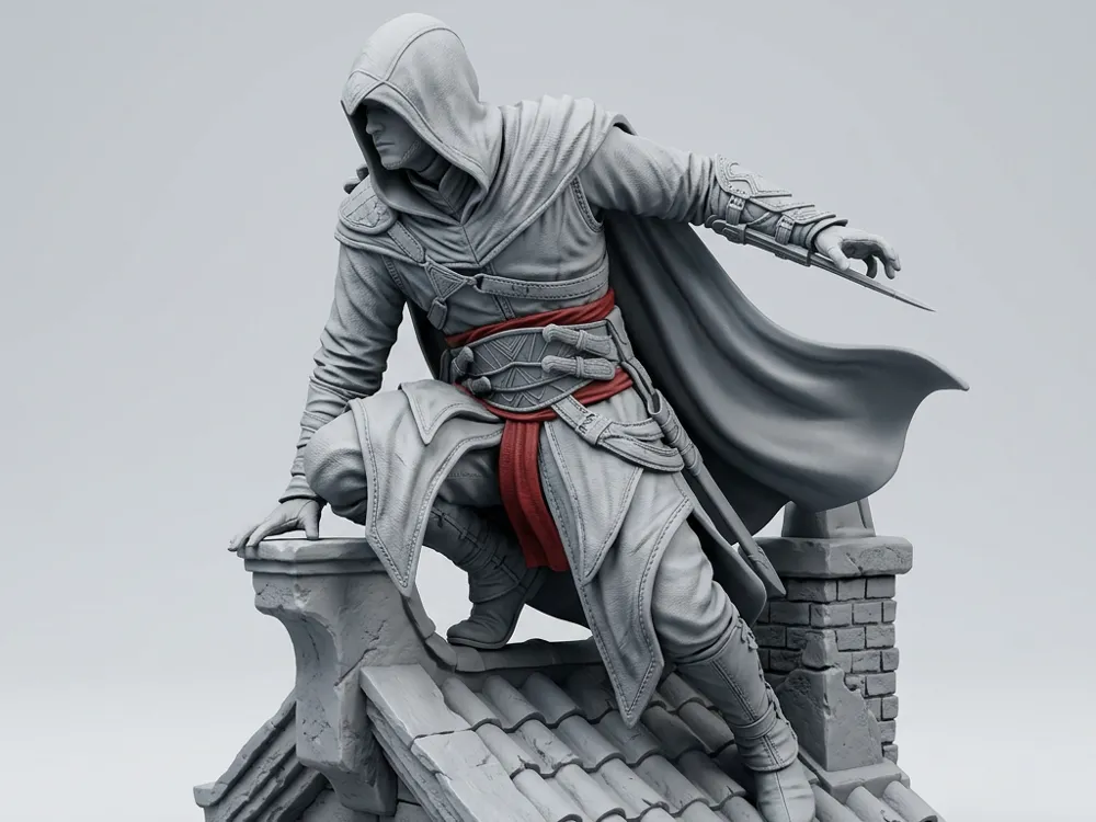 Ezio Auditore Rooftop Leap Assassins Creed Statue - Free 3D Print Model ...