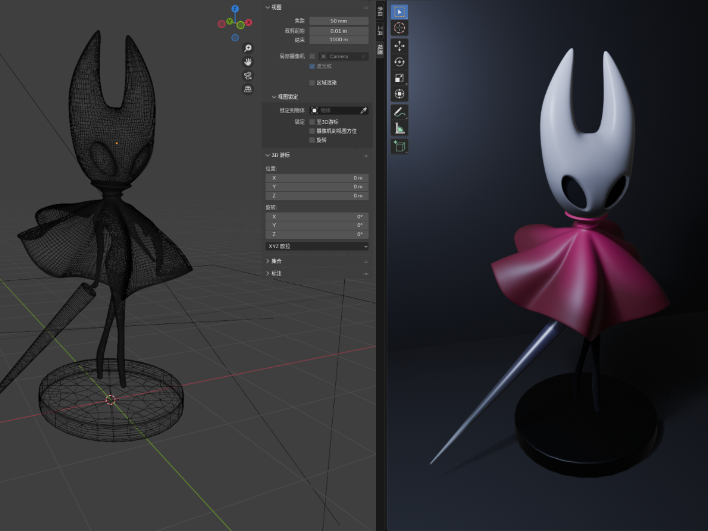 3Dプリント 絹の歌（Hollow Knight: Silksong）ホーネット分解モデル