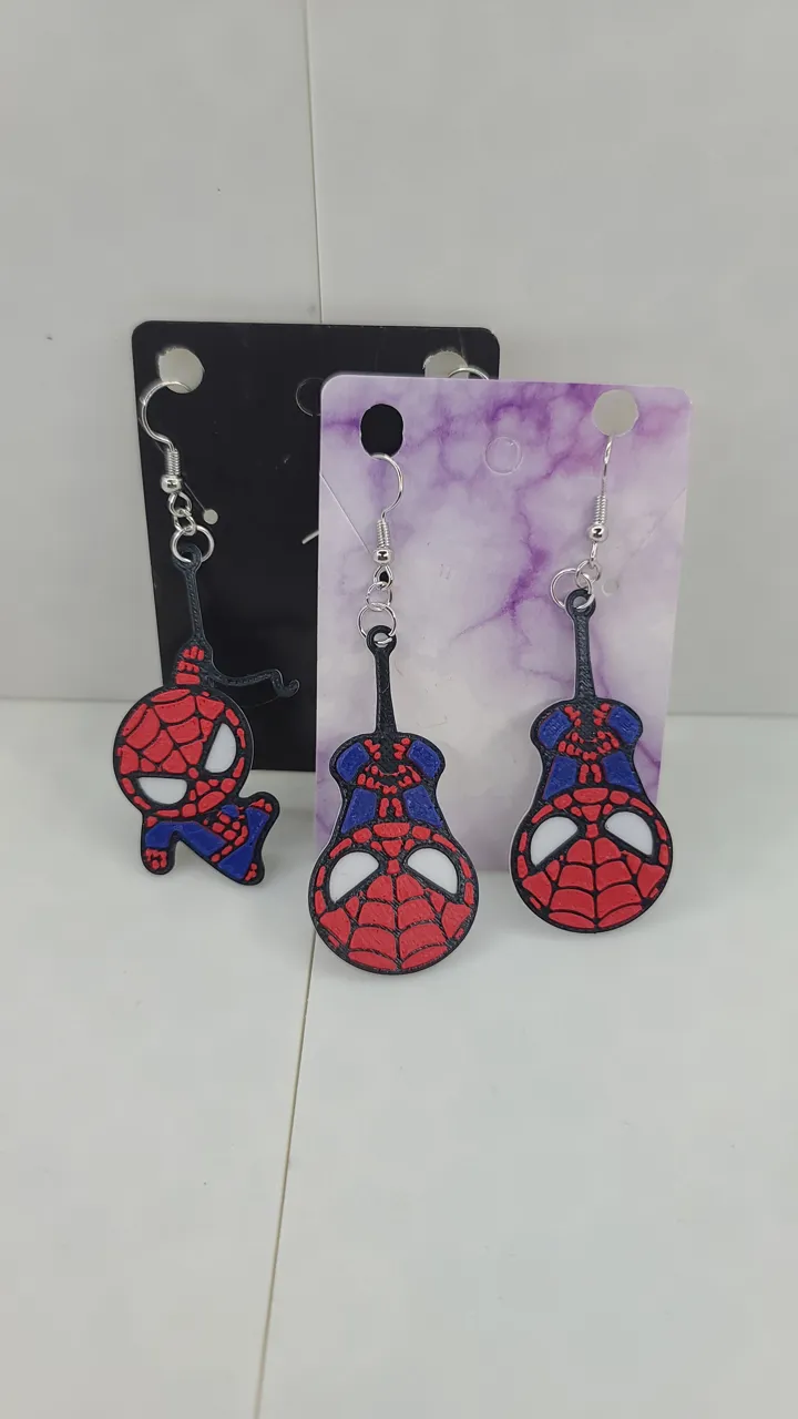 3 Spiderman Earrings/ Keychains view 2