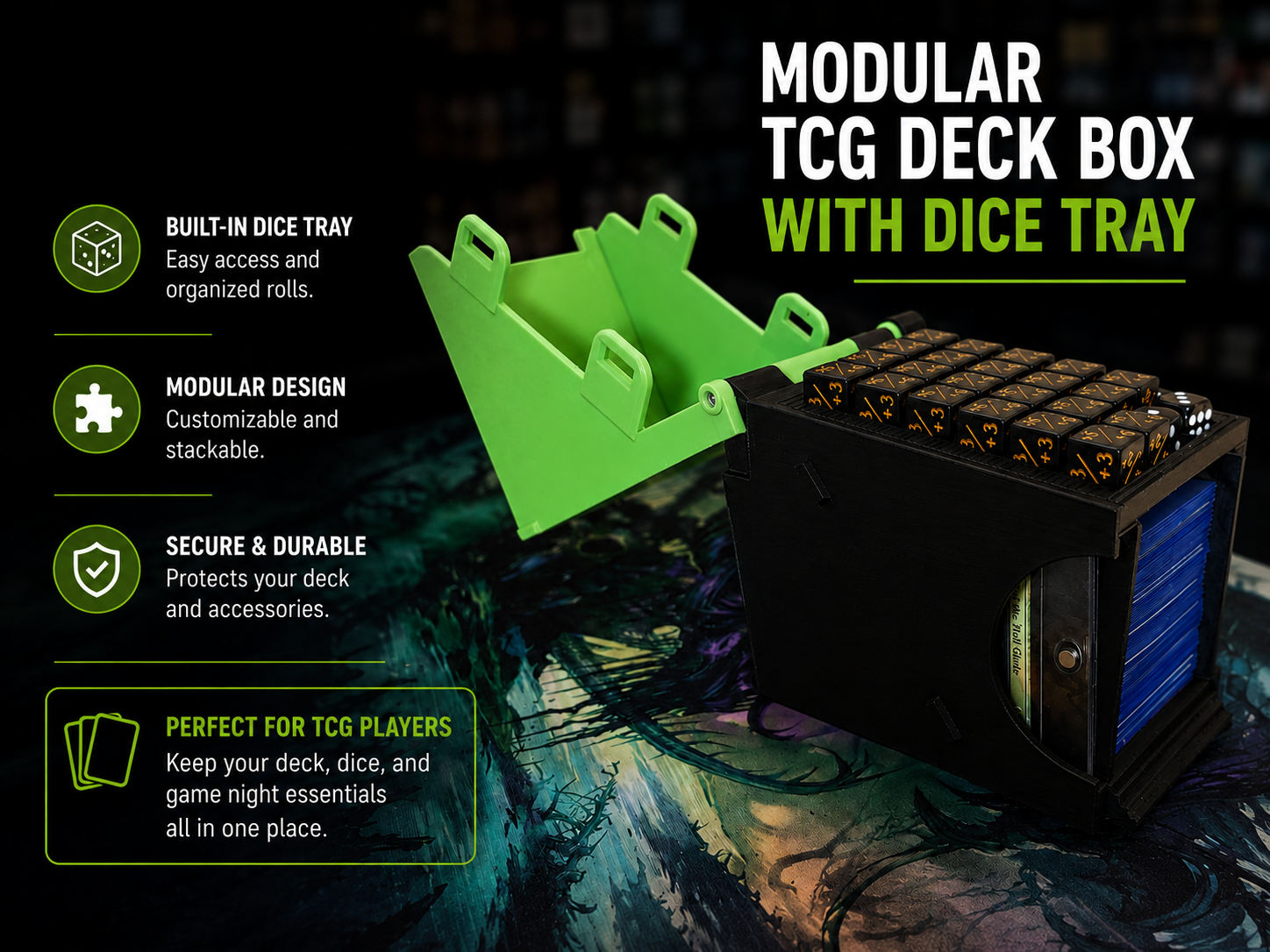 Modular TCG Deck Box with Dice Tray