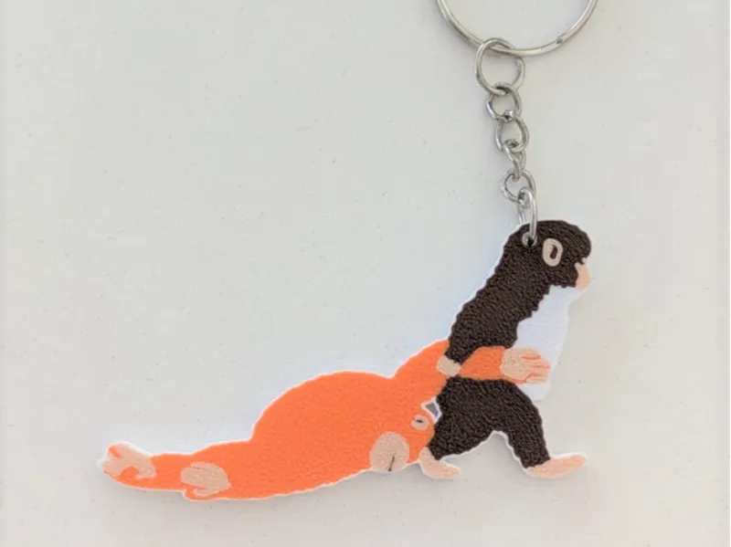 Punch the monkey with plush toy - keychain
