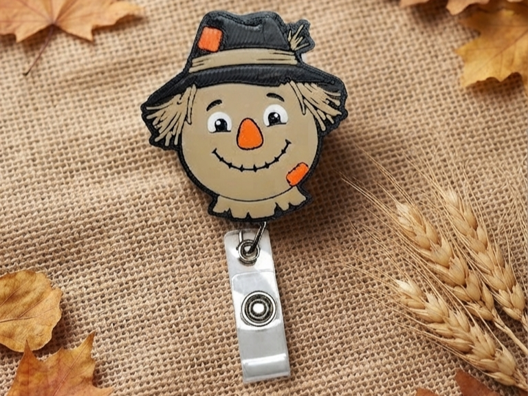 Cute Friendly Scarecrow Badge Reel Face/Magnet - 1