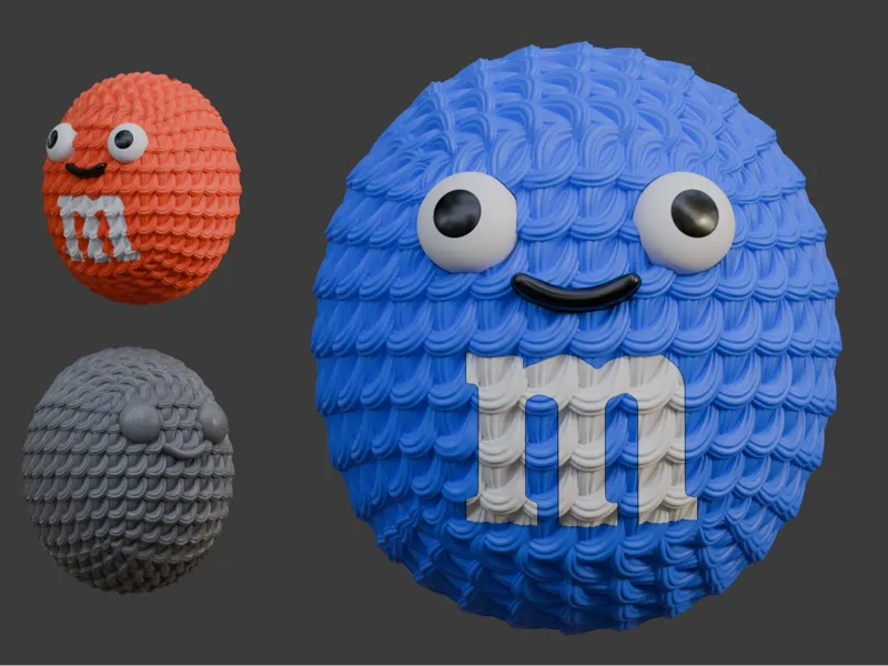 Crochet M&M Character (Cute Yarn Texture)