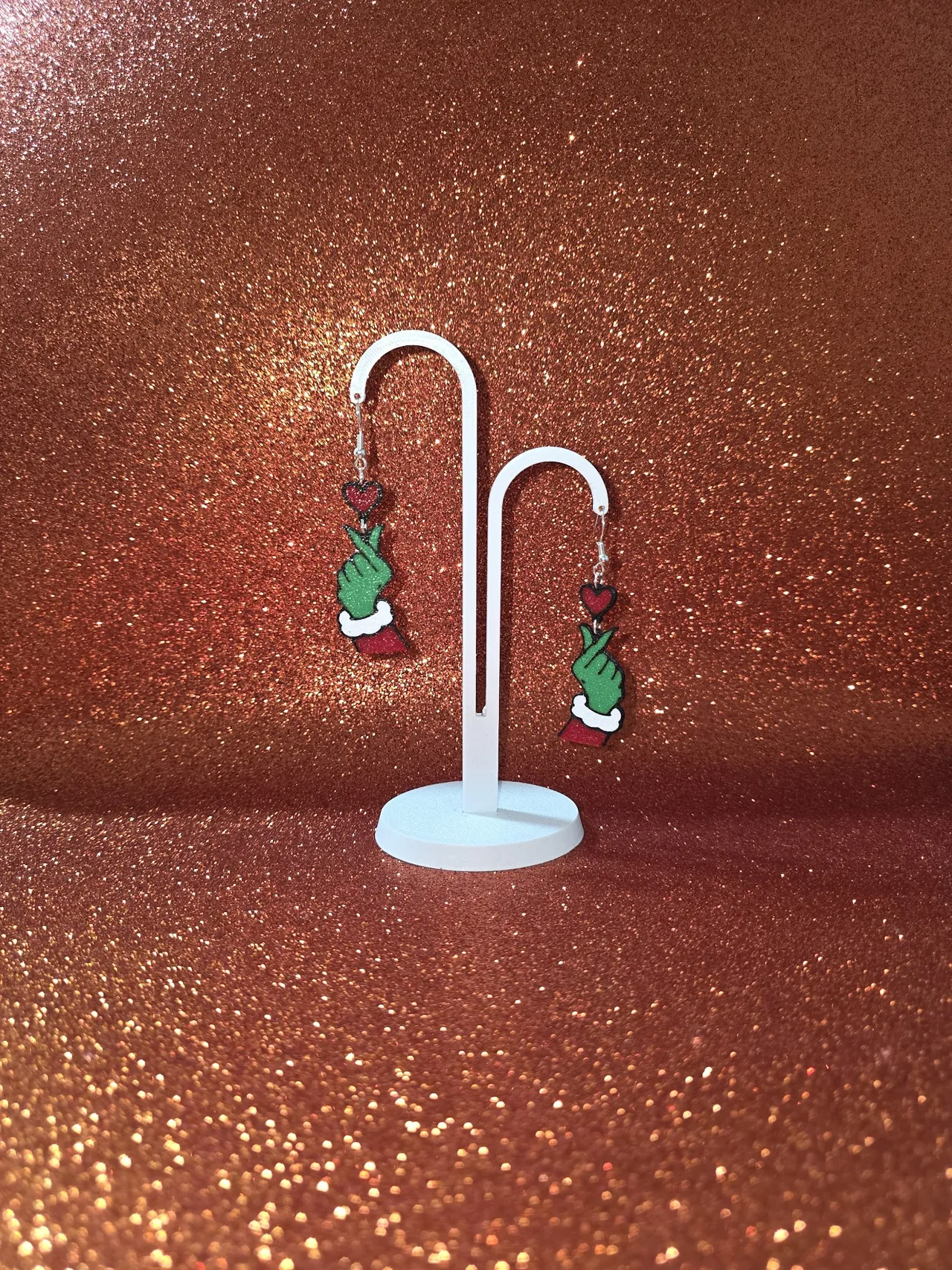 Grinch love earrings view 3