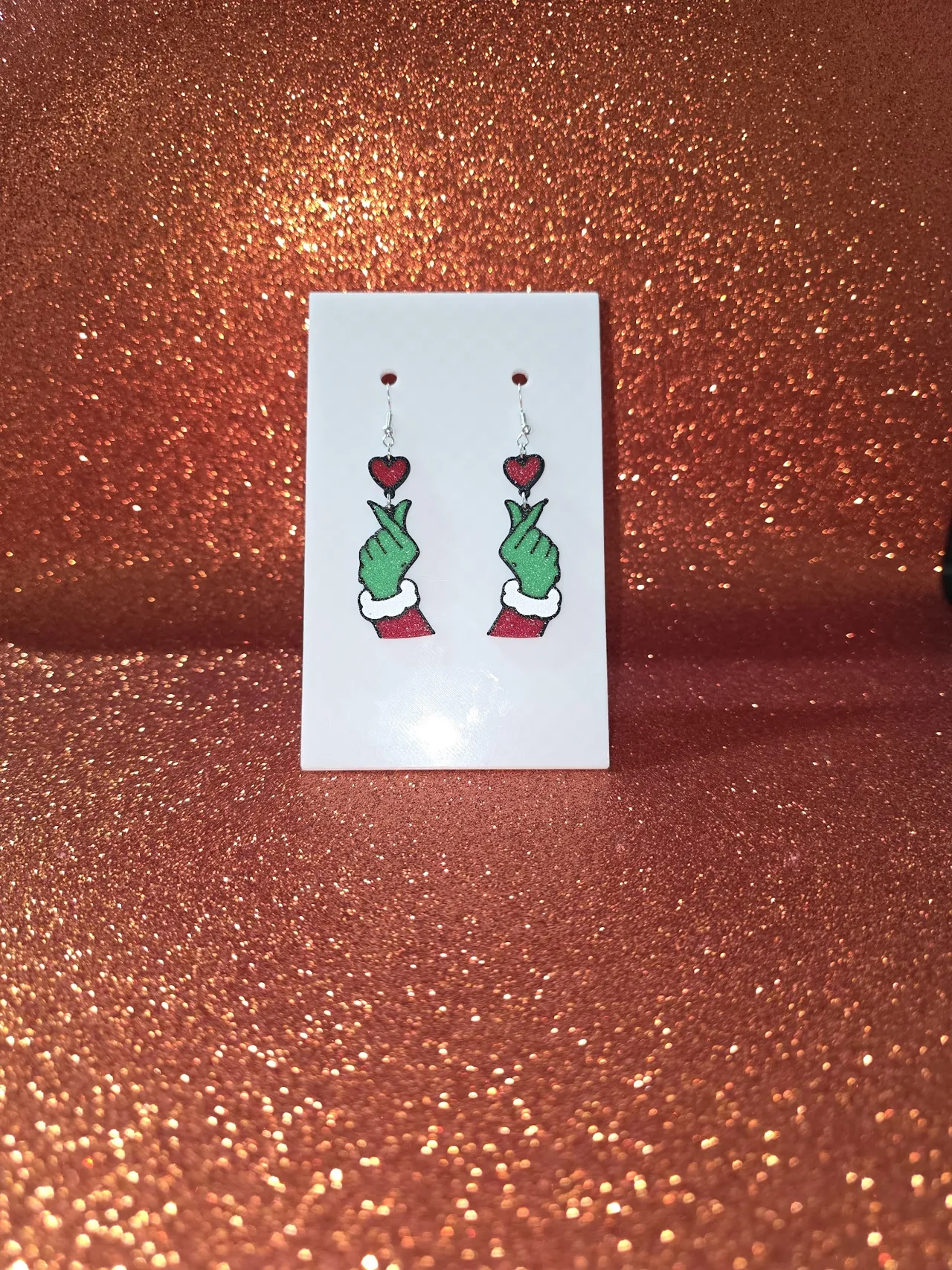 Grinch love earrings view 2