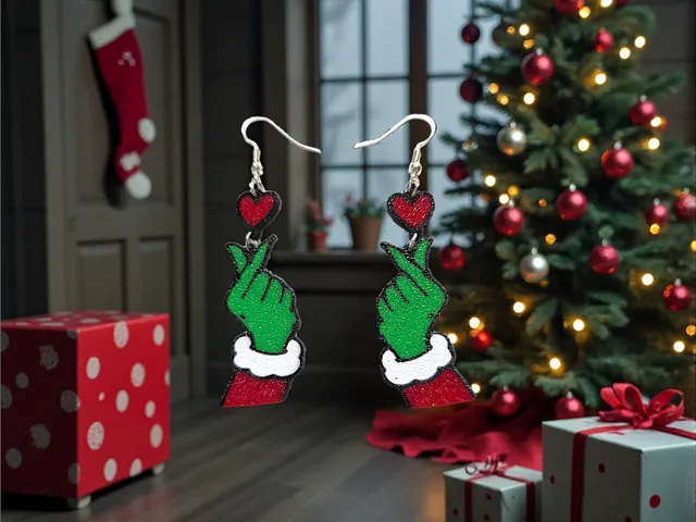 Grinch love earrings
