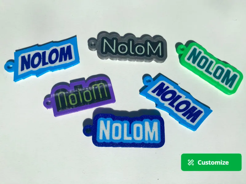 Customizable Multicolor Text Keychain - Parametric