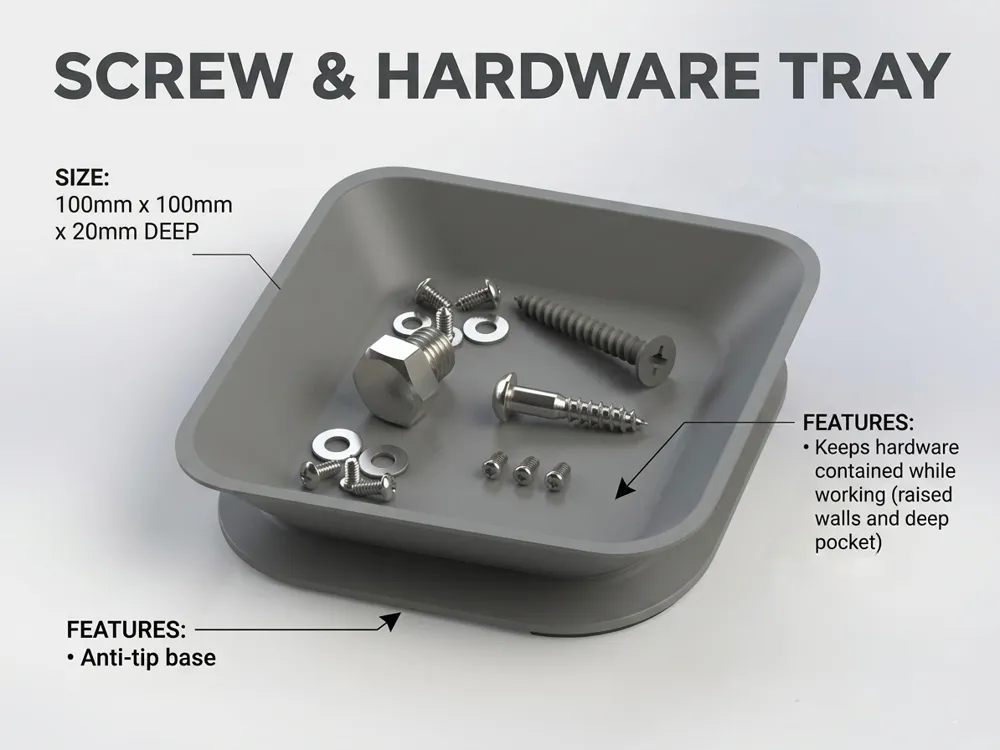 Strays Hardware Screw and Hardware Tray 100mm x 100mm - Free 3D Print Model - MakerWorld
