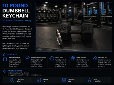 10 Lbs Dumbbell Keychain