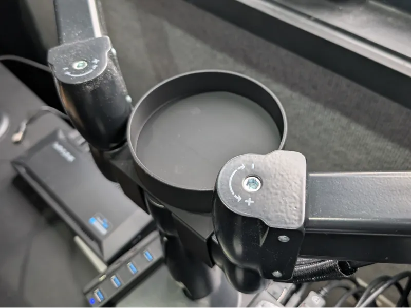 Dual monitor arm pot holder