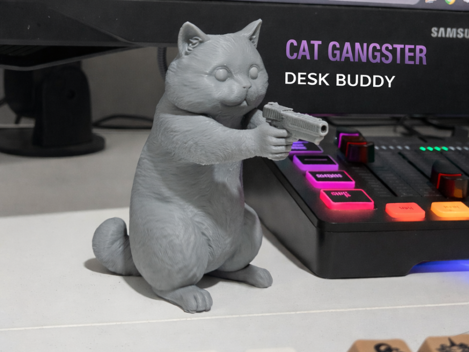 Desk Buddy Cat Gangster