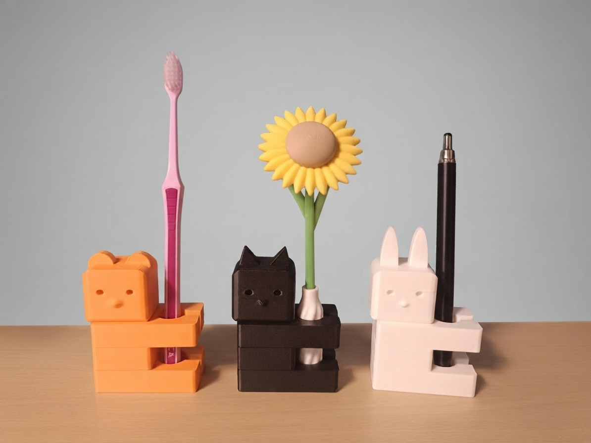 Cute Animal Toothbrush Holder & Pen Holder  ｜Stand 3D model