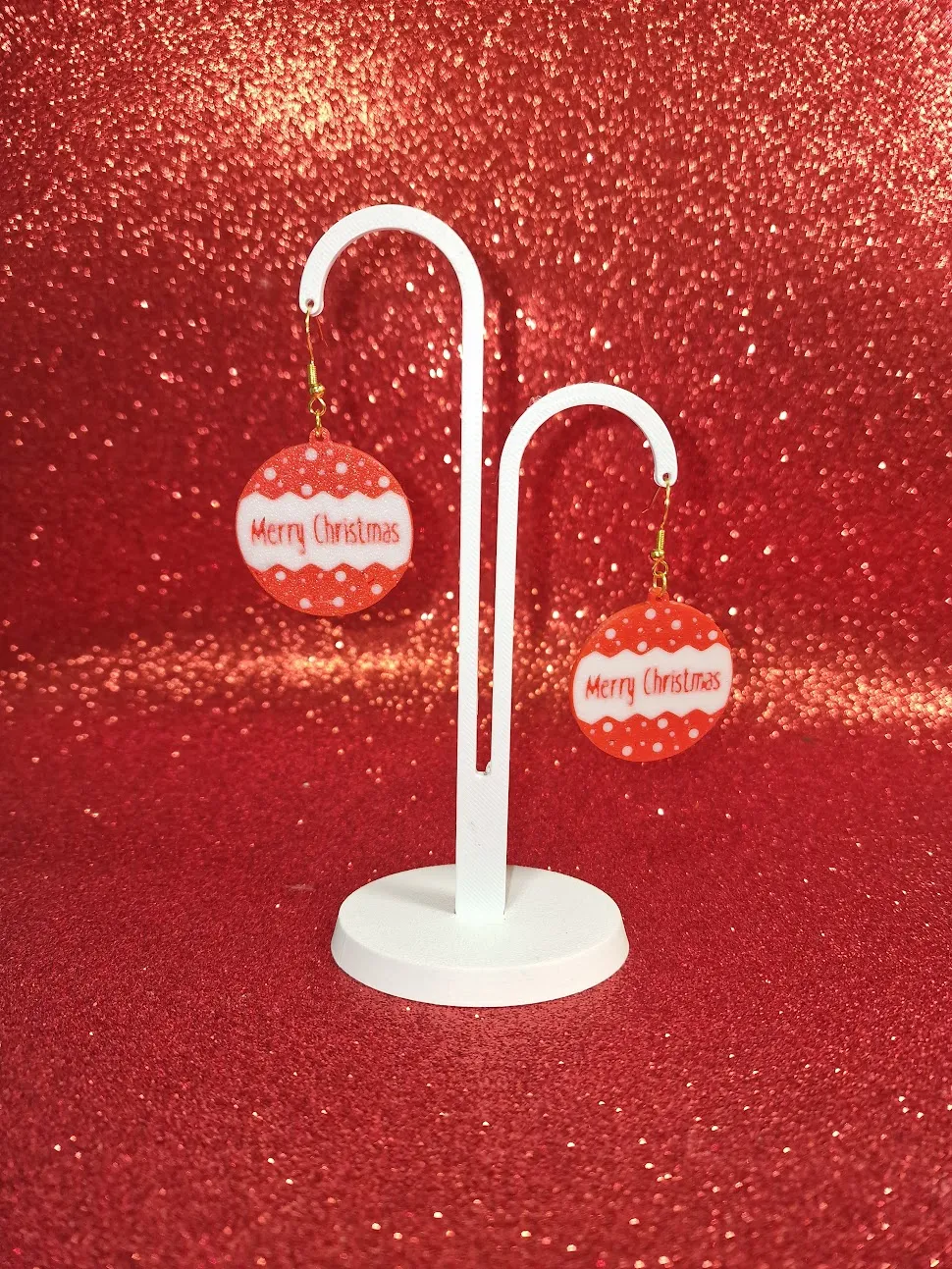 Merry Christmas in a ball earrings view 3