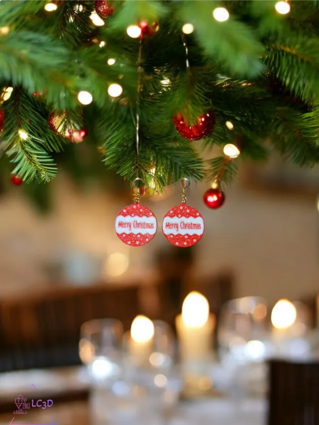 Merry Christmas in a ball earrings